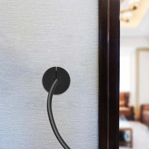Cool Silicone Cable Grommet Kit Covers Wall Hole Pass Throughs For Home Office Or Industrial Setup Super Tear Resistant And Built To Last With Wire Insert Protection, black round wall cable cover on drywall