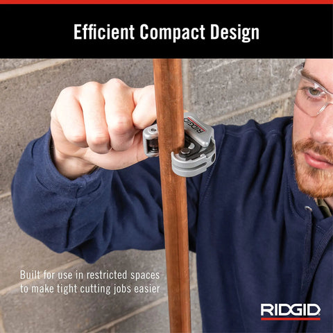 Using Compact Auto Feed Tubing Cutter For Tight Spaces, 1/4 To 1-1/8 Inch Copper Aluminum Brass And Plastic Tubing on pipe