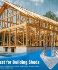25 Pack 18 Gauge Hurricane Ties For Rafters And Shed Roofs with visible galvanized bracket next to a wooden shed frame