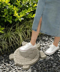 Turtle Shaped Paving Mold For DIY Stepping Stones And Garden Pathways Concrete Cement Mould Reusable Stamp For Patio Sidewalk 17.3 By 15 Inches Easy To Use Fun Backyard Project shown in a garden setting with concrete pattern.
