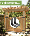 Hardcore 270 Degree Double Layer Butt Hinges For Wood Gates And Fences shown on a wooden gate with a 270-degree swing and outdoor setting.