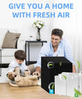 Image of Replacement True HEPA Filters And Activated Carbon Pack For HPA300 Series with family in living room.
