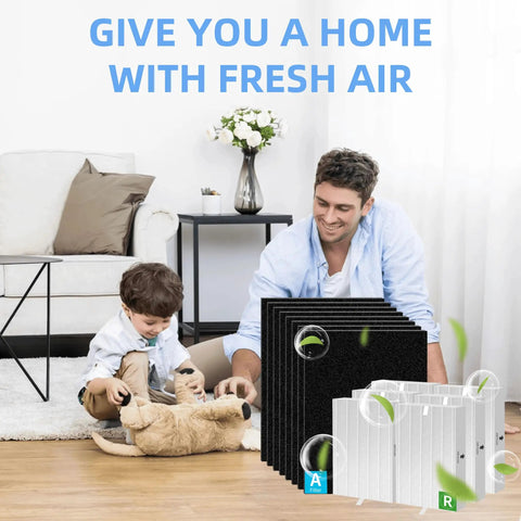 Image of Replacement True HEPA Filters And Activated Carbon Pack For HPA300 Series with family in living room.