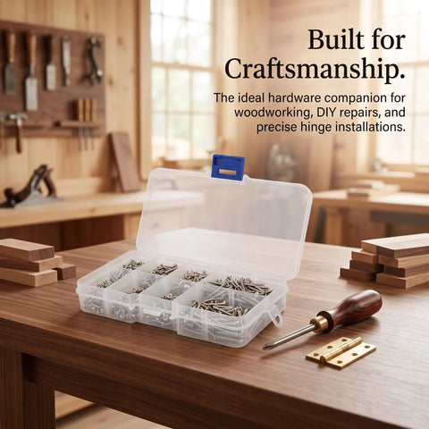 Top Tier M2 Stainless Steel Screws Assortment Kit With Phillips Head Fasteners for Furniture and Weekend Warrior Builds in storage box.