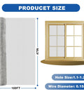 Heavy Duty 304 Stainless Steel Window Screen Roll 47 Inch By 100 Feet For Doors Patios Pets Vents And Porches DIY Mesh Replacement 20 Mesh Silver Weatherproof Easy To Fit Pro Grade next to window diagram showing dimensions and hole size.