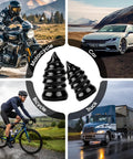 Collage with motorcycle, car, bicycle, and truck, showcasing 40 Piece Tire Repair Kit With Two Sizes Of Screw In Rubber Nails for vehicles