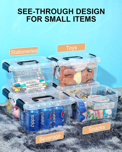 Built Like A Tank Six Pack Clear Plastic Storage Bins With Secure Buckle Locks And Comfort Handles Stackable Seven Quart Organizing Containers For Home Pantry Office Classroom Cleanup And Quick Household Sorting