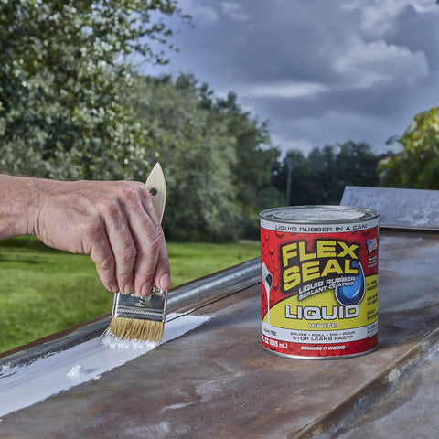Applying Liquid Rubber Coating Sealant For Waterproof Flexible UV Resistant Protection On Roofs Basements RVs Campers