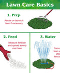 Lawn Care Basics showing steps to use Bio Turf All Natural Lawn Fertilizer For Grass And Ornamentals, 8-3-5 NPK Granular Formula
