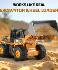 RC Front Loader Construction Vehicle With Alloy Bucket For Kids Aged 3 To 12, Realistic 360 Degree Rotation, outdoor sand