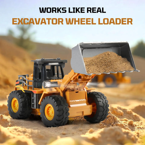RC Front Loader Construction Vehicle With Alloy Bucket For Kids Aged 3 To 12, Realistic 360 Degree Rotation, outdoor sand