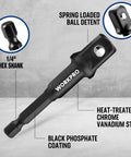 Pro Grade Impact Socket Adapters And Reducers Kit With Universal Joints And Drill Adapters, One Quarter Inch Hex Shank, Steel