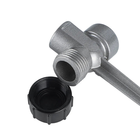Close-up of the connection joint in Two Pack Heavy Duty Brass Impact Sprinklers On Spike Base With Aluminum Alloy Stand Adjustable 360 Degree Coverage.