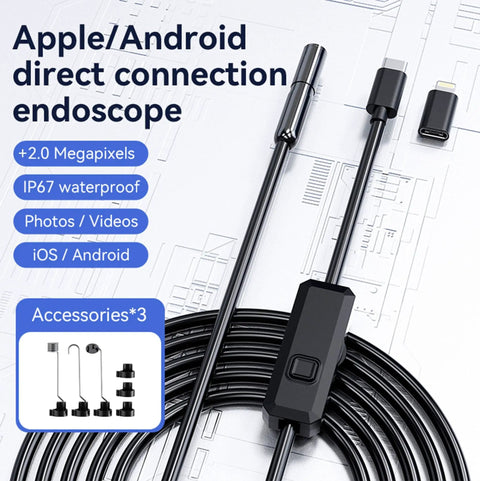 Ultra Slim 9.8ft Endoscope Cam With 1920P HD Clarity, 8 Adjustable LEDs, USB Type C Borescope, SemiRigid Snake Cable For Android iPhone iPad, Pro Grade Visuals For Cars Pipes And Machines, USB-C connector