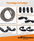 8AN 20 Foot Braided Fuel Line Kit With One Half Inch PTFE Hose And Steel AN8 Fittings For E85 Fuel And Pro Street Builds