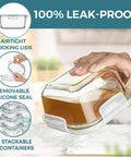 Hand holding 35 Piece Glass Food Storage Set With Airtight Lids For Easy Meal Prep BPA Free Leak Proof Bento Boxes