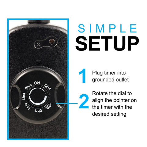Close-up of the Simple Setup instructions for the Straight Up Slick Outdoor Light Timer With Photocell Dusk To Dawn Sensor.