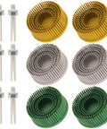 2 Inch Bristle Disc Kit With Six Pieces In 50, 80, And 120 Grit For Abrasive Coating Removal From Metal With One Quarter Inch Shank Attachment