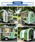 10 Foot Green Food Cart Trailer With Pullout Awning, Turnkey Grub Getter For Urban Hustlers, showing front and side views in a park.