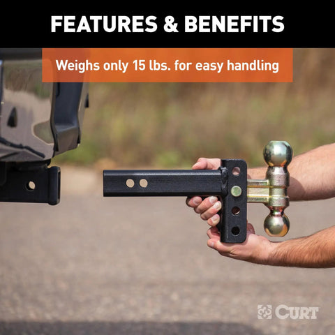Person installing Slim Adjustable Channel Mount With Dual Ball Hitch For Trailers, Two Inch Shank, Ten Thousand Pound Capacity
