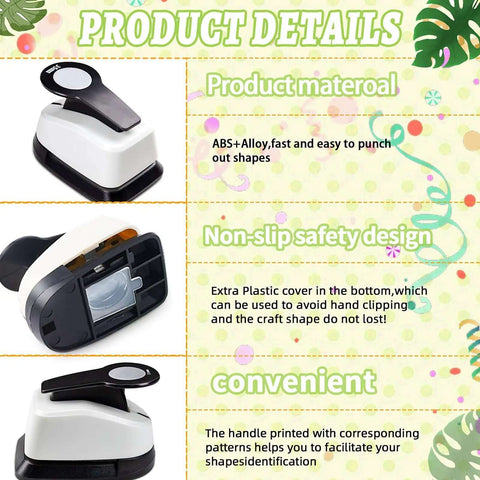 1.37 Inch Circle Punch For Paper Crafts And Scrapbooking, ABS+alloy, easy spring action, safety design, highlighted features