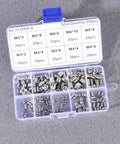 Headless Grub Screw Set Kit 200 Pack With M5 Hex Socket And M8 Stainless Steel Flat Point Fasteners For Locating Pulleys And Gears All In One Heavy Duty High Tensile Strength Metric Bolts, assorted sizes in organizer case