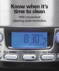 Close-up of One Press Programmable Dispensing Coffee Maker No Carafe For Fresh Coffee On Demand 12 Cup Capacity display screen