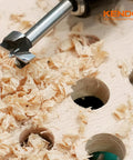 Eight Piece Forstner Bit Set Made From Alloy Steel For Woodworking With Round Shank Pro Grade Ultra Sharp Teeth in action