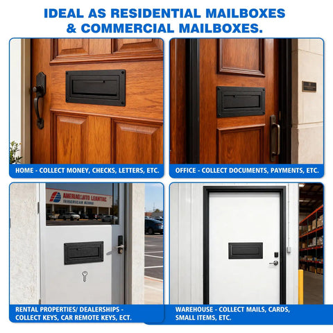 Through The Door Locking Mail Drop Box on wooden and metal doors for residential and commercial use