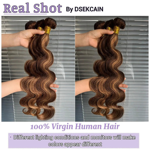Body Wave Hair Bundles 100 Percent Unprocessed Burmese Human Hair Double Weft For Quick Weave Easy Install Tangle Free P4 27