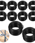 10 Roll 16 Gauge Rebar Tie Wire Kit With Galvanized Anti Rust Baling Wire 984 Feet Total, coiled black wire rolls with rebar tie detail.