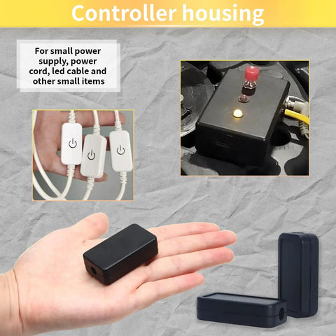Waterproof Junction Box Enclosure 40mm X 20mm X 11mm small plastic electrical box for wiring, shown in black with accessories.