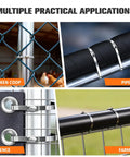 Beefy 304 Stainless Steel Cable Tie Gun Kit With 100 Heavy Duty Zip Ties securing fences and pipes grouping for outdoor projects