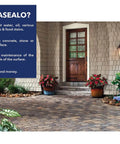Built Tough Natural Look Paver And Concrete Sealer 5 Gallon used on stone patio with plants and decorative entrance.