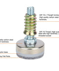 Heavy Duty Adjustable Leveling Feet With Three Eighth Inch Sixteen Thread Pitch And Felt Pads Ironclad Steel Base supports heavy load, close-up view.