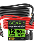 12 Gauge Solar Panel Extension Cable Set Go-To 100 Feet Total 12 AWG OFC Solar Cord With MC4 Male To Female Connectors shown with adapters