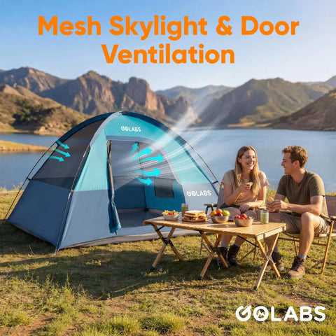 Two Person Camping Tent With Quick Setup In Minutes Waterproof With Mesh Top And Ventilated Door Lightweight 4.4 Lb Portable Family Tent