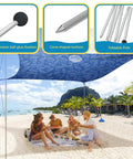 Family Beach Tent Replacement Poles Heavy Duty Aluminum Telescoping Poles for Awnings and Canopies on a sunny beach.