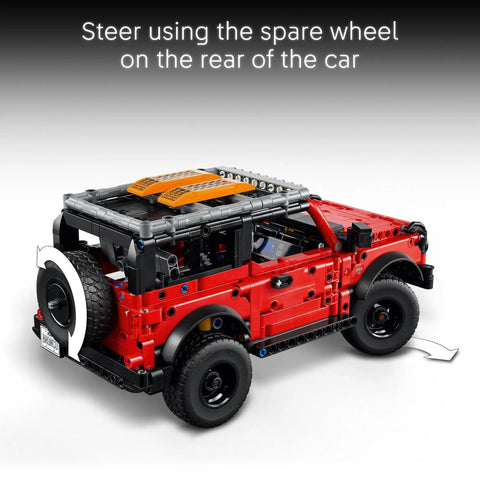 Ford Bronco Technic Off Road SUV Building Kit For Kids 9 And Up With Realistic Suspension Opening Doors Steering And Detailed V6 Engine Authentic Ford Trim Epic Birthday Gift model rear view