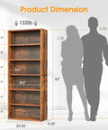6 Tier Bookcase With Open Shelves 63 Inch Tall Rustic Brown Open Bookshelf dimensions with human figure comparison