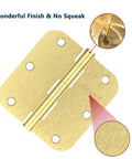 30 Pack Boss Level Brushed Gold Door Hinges 3.5 Inches close-up view highlighting pre-greased pin for smooth operation.