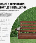 Wood Porch Swing 5.5Ft With Heavy Duty 880 Lb Capacity in garden setting with installation accessories