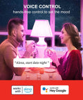 Couple enjoying mood lighting with Bright 1050 Lumen Smart RGB LED Bulbs With No Hub Needed For Alexa And Google Assistant E26 A19.