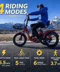 Adult Electric Trike 750W 48V Folding Three-Wheel Tricycle With 20x3 Fat Tires Front Suspension Hydraulic Disc Brakes Stable Rear Differential Easy Fold Comfortable Safe Ride For Seniors And Beginners, red rider view