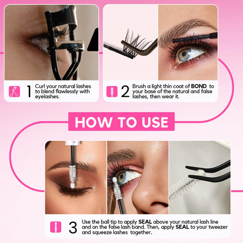 Step-by-step guide for Lash Bond And Seal For Eyelash Clusters 10ml Waterproof Glue Dual Use For DIY Lash Extensions At Home