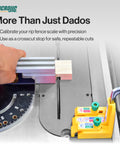 GRR-RIPPER MF-1004 Match Fit Dado Stop Pro Kit used on table saw for precise dado cuts with durable yellow finish