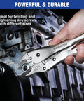 Hand using 10 Inch Curved Jaw Locking Pliers With Wire Cutter Beefy Heavy Duty Chrome Vanadium Steel Vise Grips on engine
