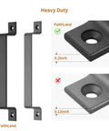 Black 6.42 Inch Barn Door Handle Set Pack 2 Built Tough for Sliding Doors Cabinets Closets Drawers With Matte Black Finish Carbon Steel Pull Handles and Two Sets of Different Length Screws, showing handle dimensions.