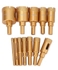 Get The Ultimate 12-Piece Hole Saw Kit With M10 Drill Bits For Ceramics Brick And Glass Plus Dry Wet Drilling Capability Using High Speed Steel Core Bits In Sizes From 6-35MM Perfect For Pros And DIYers Akin To A Total Game Changer gold HSS core drill bits, 6-35mm