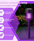 4 Pack Solar Bug Zapper For Outdoors With LED Lights Waterproof Grid Cylinder Mosquito Killer in garden setting
